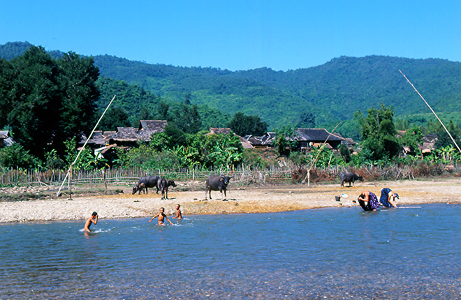 Villagers at the river